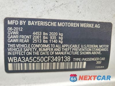 Zdjęcie 12 z 12 samochodu: 2012 BMW 328 I VIN:WBA3A5C50CF349138 - miniatura