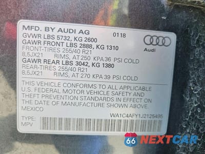 Zdjęcie 13 z 13 samochodu: 2018 AUDI SQ5 PRESTIGE VIN:WA1C4AFY1J2125495 - miniatura
