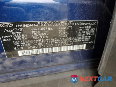 Zdjęcie 12 z 12 samochodu: 2020 HYUNDAI SANTA FE SEL VIN:5NMS3CAD5LH265634 - miniatura