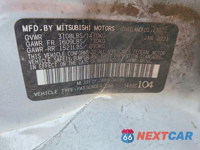 Zdjęcie 12 z 12 samochodu: 2021 MITSUBISHI MIRAGE G4 ES VIN:ML32FUFJ9MHF04185 - miniatura
