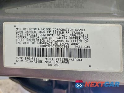 Zdjęcie 13 z 13 samochodu: 2003 TOYOTA COROLLA CE VIN:JTDBR32E032007869 - miniatura
