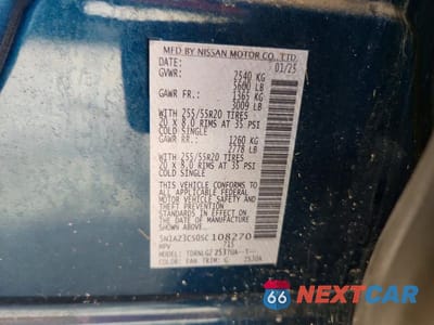 Zdjęcie 13 z 13 samochodu: 2025 NISSAN MURANO SL VIN:5N1AZ3CS0SC108270 - miniatura