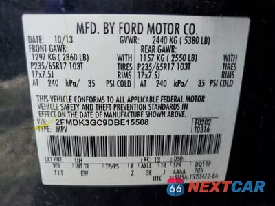 Zdjęcie 14 z 14 samochodu: 2013 FORD EDGE SE VIN:2FMDK3GC9DBE15508 - miniatura