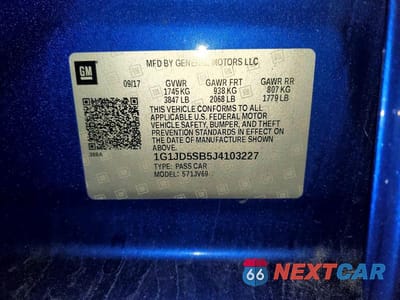 Zdjęcie 12 z 12 samochodu: 2018 CHEVROLET SONIC LT VIN:1G1JD5SB5J4103227 - miniatura