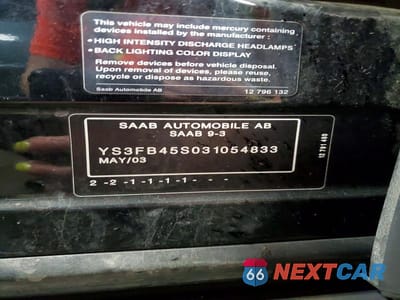 Zdjęcie 12 z 12 samochodu: 2003 SAAB 9-3 2.0T VIN:YS3FB45S031054833 - miniatura