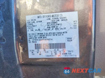 Zdjęcie 12 z 12 samochodu: 2005 FORD F150 VIN:1FTPX14545NA26214 - miniatura