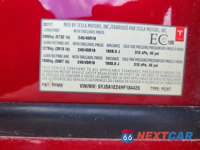 Zdjęcie 12 z 12 samochodu: 2017 TESLA MODEL S VIN:5YJSA1E24HF184426 - miniatura