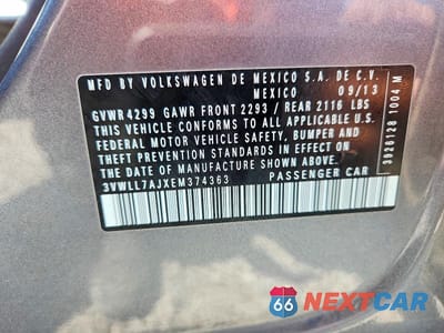 Zdjęcie 12 z 12 samochodu: 2014 VOLKSWAGEN JETTA TDI VIN:3VWLL7AJXEM374363 - miniatura