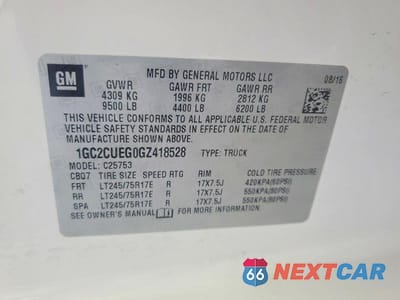 Zdjęcie 12 z 12 samochodu: 2016 CHEV SILVERADO K2500 HEAVY DUTY VIN:1GC2CUEG0GZ418528 - miniatura