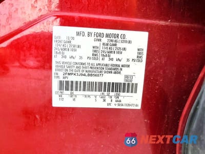 Zdjęcie 13 z 13 samochodu: 2020 FORD EDGE SEL VIN:2FMPK3J94LBB56077 - miniatura