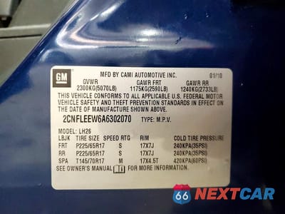 Zdjęcie 13 z 13 samochodu: 2010 CHEVROLET EQUINOX LT VIN:2CNFLEEW6A6302070 - miniatura