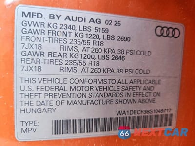Zdjęcie 13 z 13 samochodu: 2025 AUDI Q3 PREMIUM S LINE 45 VIN:WA1DECF36S1049717 - miniatura
