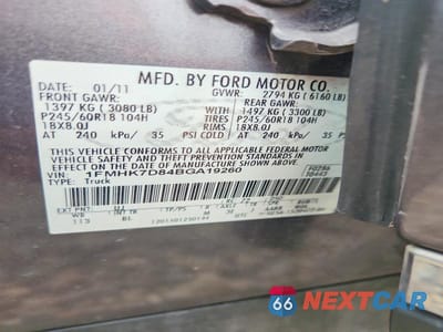 Zdjęcie 13 z 13 samochodu: 2011 FORD EXPLORER XLT VIN:1FMHK7D84BGA19260 - miniatura