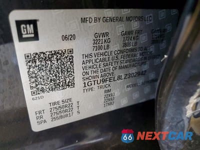 Zdjęcie 13 z 13 samochodu: 2020 GMC SIERRA K1500 DENALI VIN:1GTU9FEL8LZ302942 - miniatura