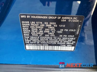 Zdjęcie 12 z 12 samochodu: 2026 VOLKSWAGEN ATLAS CROSS SPORT SE VIN:1V2HC2CA1TC219299 - miniatura