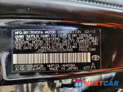 Zdjęcie 12 z 12 samochodu: 2013 TOYOTA PRIUS C TWO VIN:JTDKDTB36D1536988 - miniatura