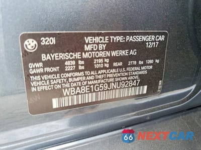 Zdjęcie 12 z 12 samochodu: 2018 BMW 320 I VIN:WBA8E1G59JNU92847 - miniatura