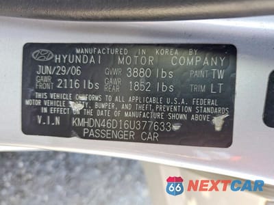 Zdjęcie 12 z 12 samochodu: 2006 HYUNDAI ELANTRA GLS VIN:KMHDN46D16U377633 - miniatura