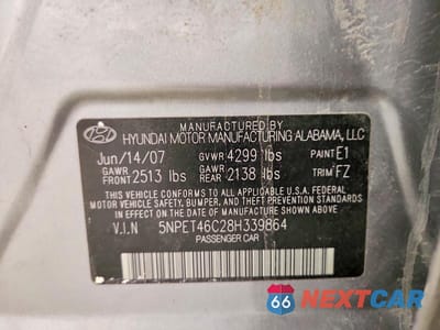 Zdjęcie 12 z 12 samochodu: 2008 HYUNDAI SONATA GLS VIN:5NPET46C28H339864 - miniatura