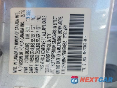 Zdjęcie 14 z 14 samochodu: 2016 HONDA CR-V EXL VIN:2HKRM4H77GH660652 - miniatura