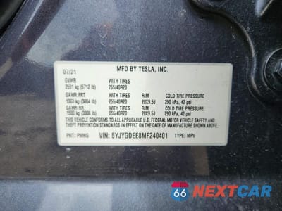 Zdjęcie 12 z 12 samochodu: 2021 TESLA MODEL Y VIN:5YJYGDEE8MF240401 - miniatura
