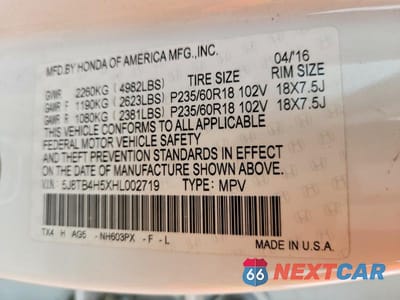 Zdjęcie 13 z 13 samochodu: 2017 ACURA RDX TECHNOLOGY VIN:5J8TB4H5XHL002719 - miniatura