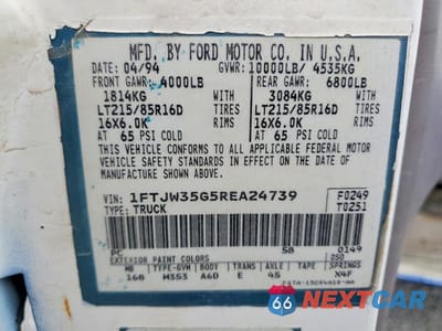 Zdjęcie 12 z 12 samochodu: 1994 FORD F350 VIN:1FTJW35G5REA24739 - miniatura