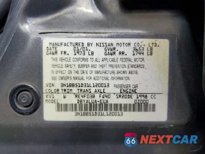 Zdjęcie 12 z 12 samochodu: 2001 NISSAN SENTRA SE VIN:3N1BB51D31L120013 - miniatura