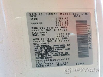Zdjęcie 12 z 12 samochodu: 2016 NISSAN NV200 DELIVERY VAN VIN:3N6CM0KN4GK699773 - miniatura
