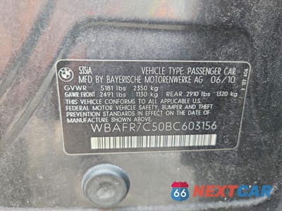 Zdjęcie 12 z 12 samochodu: 2011 BMW 535 I VIN:WBAFR7C50BC603156 - miniatura