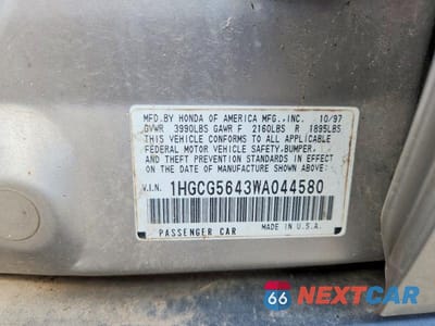 Zdjęcie 12 z 12 samochodu: 1998 HONDA ACCORD LX VIN:1HGCG5643WA044580 - miniatura