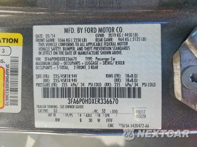 Zdjęcie 12 z 12 samochodu: 2014 FORD FUSION SE VIN:3FA6P0HDXER336670 - miniatura