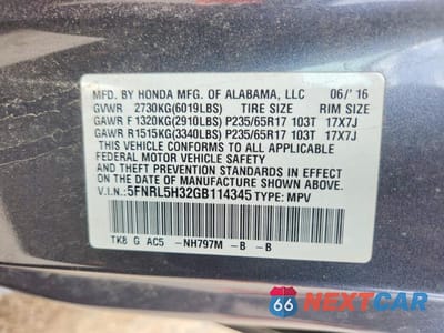 Zdjęcie 12 z 12 samochodu: 2016 HONDA ODYSSEY SE VIN:5FNRL5H32GB114345 - miniatura