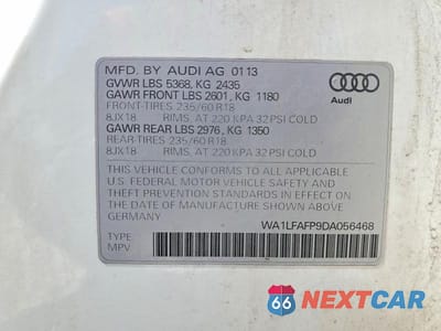 Zdjęcie 14 z 14 samochodu: 2013 AUDI Q5 PREMIUM PLUS VIN:WA1LFAFP9DA056468 - miniatura