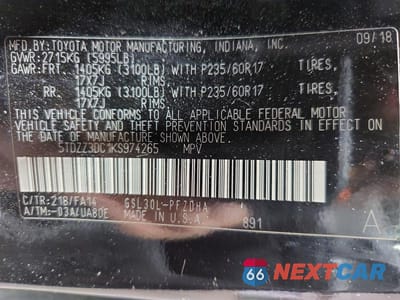 Zdjęcie 13 z 13 samochodu: 2019 TOYOTA SIENNA L 7-PASSENGER VIN:5TDZZ3DC1KS974265 - miniatura