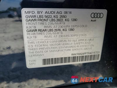 Zdjęcie 13 z 13 samochodu: 2015 AUDI Q5 PRESTIGE VIN:WA1WGAFP7FA015723 - miniatura