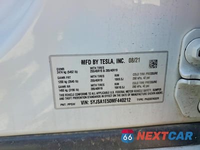Zdjęcie 13 z 13 samochodu: 2021 TESLA MODEL S VIN:5YJSA1E50MF440212 - miniatura