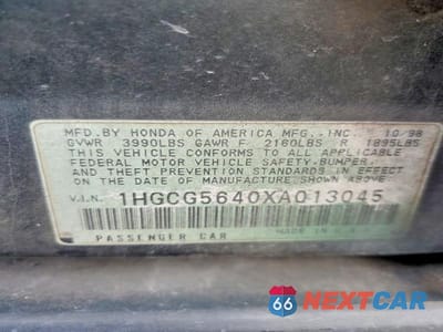 Zdjęcie 12 z 12 samochodu: 1999 HONDA ACCORD LX VIN:1HGCG5640XA013045 - miniatura