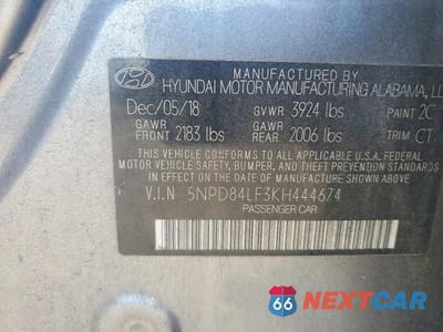 Zdjęcie 13 z 13 samochodu: 2019 HYUNDAI ELANTRA SEL VIN:5NPD84LF3KH444674 - miniatura