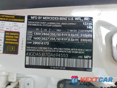 Zdjęcie 14 z 14 samochodu: 2016 MERCEDES-BENZ GLE 350 VIN:4JGDA5JB7GA694553 - miniatura