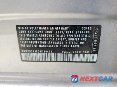 Zdjęcie 12 z 12 samochodu: 2013 VOLKSWAGEN GOLF VIN:WVWDB7AJ5DW130418 - miniatura