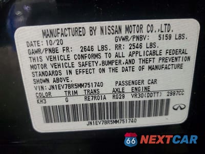 Zdjęcie 12 z 12 samochodu: 2021 INFINITI Q50 LUXE VIN:JN1EV7BR5MM751740 - miniatura