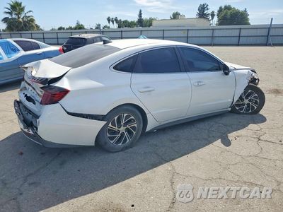 Trzecie zdjęcie samochodu z tyłu: 2021 HYUNDAI SONATA HYBRID BLUE VIN:KMHL24JJ5MA018284 - miniatura