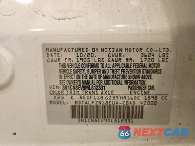 Zdjęcie 12 z 12 samochodu: 2021 NISSAN VERSA SV VIN:3N1CN8EV9ML812331 - miniatura