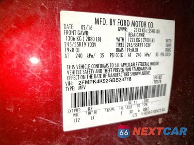 Zdjęcie 13 z 13 samochodu: 2016 FORD EDGE TITANIUM VIN:2FMPK4K92GBB23718 - miniatura