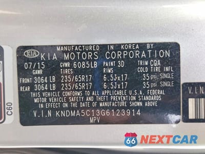 Zdjęcie 13 z 13 samochodu: 2016 KIA SEDONA L VIN:KNDMA5C13G6123914 - miniatura