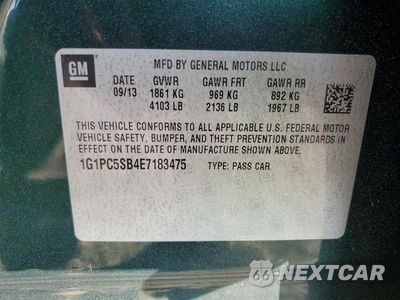 Zdjęcie 12 z 12 samochodu: 2014 CHEVROLET CRUZE LT VIN:1G1PC5SB4E7183475 - miniatura