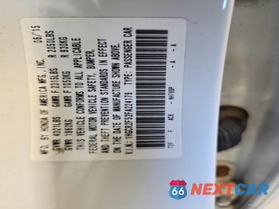 Zdjęcie 12 z 12 samochodu: 2015 HONDA ACCORD SPORT VIN:1HGCR2F52FA224179 - miniatura