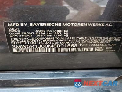 Zdjęcie 12 z 12 samochodu: 2021 BMW 330I VIN:3MW5R1J00M8B91668 - miniatura