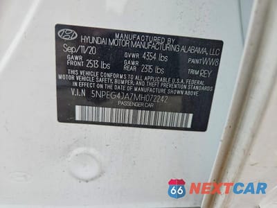 Zdjęcie 12 z 12 samochodu: 2021 HYUNDAI SONATA SE VIN:5NPEG4JA7MH072242 - miniatura